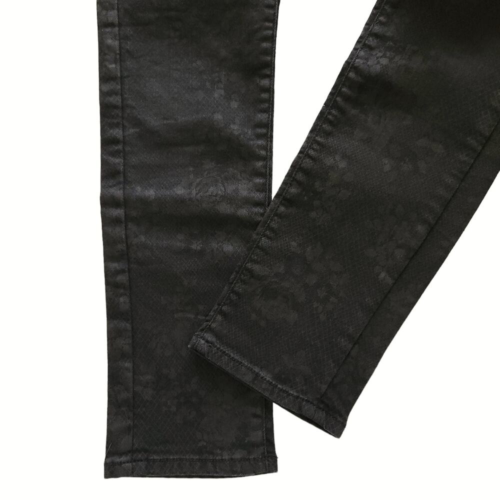 THE KOOPLES Short Fit black skinny jeans anthracite floral lace print Sz 25 NEW - Picture 4 of 8